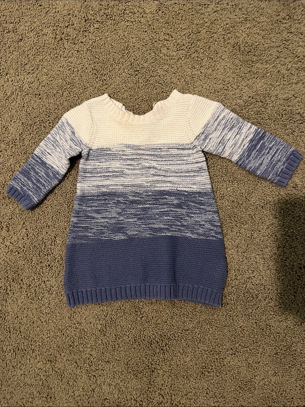 Girls Ombre Blue & White Knit Pullover Dress